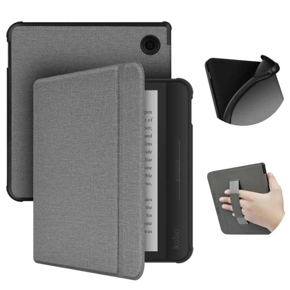 

7 inch eReader Case Auto Sleep/Wake TPU Smart Magnetic Case Shockproof Hand Support for Rakuten KOBO Libra Colour 2024