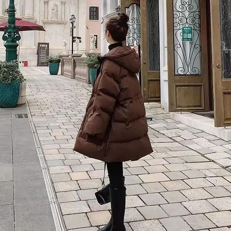 Casual Hooded Women\'s Cotton-padded Coat 2024 Winter New Thick Warm Parka Korean Medium To Long The Waist Outerwear Female