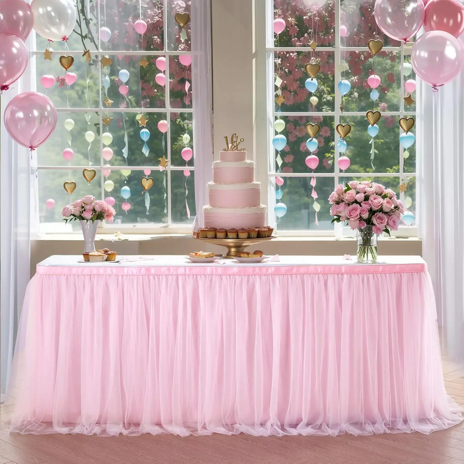 

Tulle Table Skirt for Birthday Party Tutu Table Cloths for Weddings Baby Shower Bridal Shower Dessert Cake Table Decorations