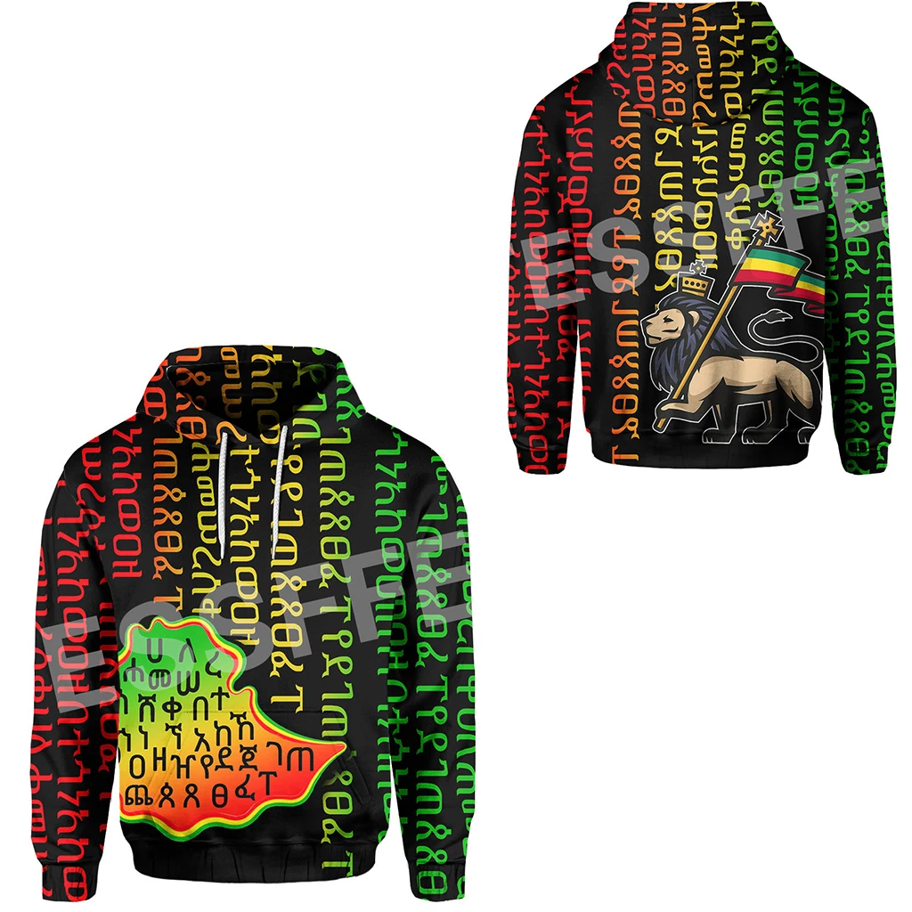 Africa Country Flag Lion Ethiopia Church Reggae Tribel Tattoo Streetwear Tracksuit 3DPrint Unisex Casual Funny Jacket Hoodies 12