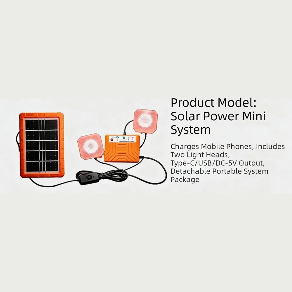 Portable Solar Power Station DIY Accessories Recyclable Solar Lighting Kit Type-C Charging Port 2W Solar Panel