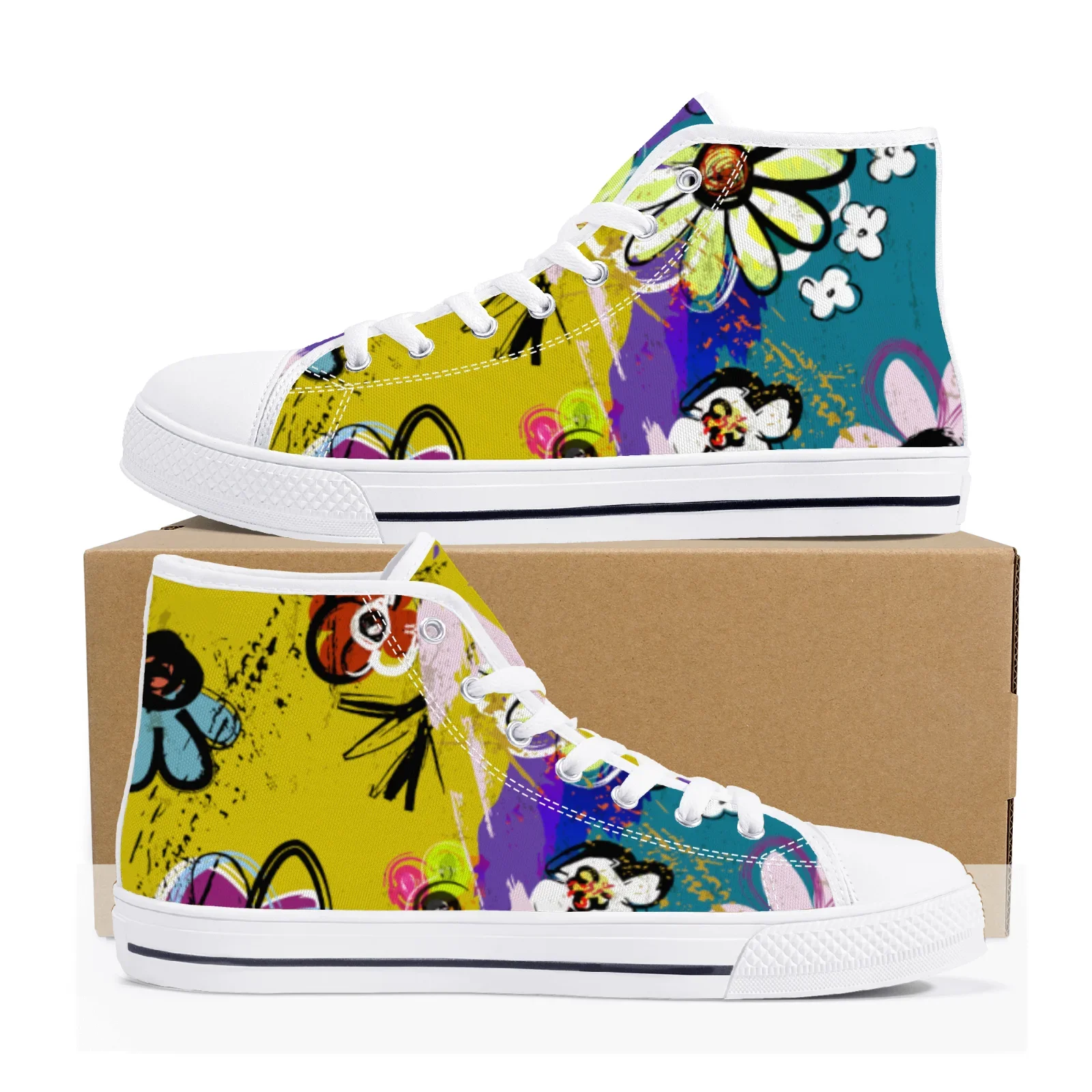 Customized Watercolor Print High-Top Canvas Shoes Flat Sneakers Lightweight Casual Shoes for Men and Women