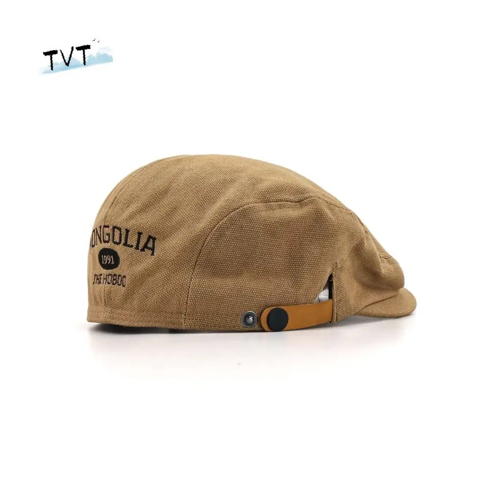 

Casual Cotton Letter Embroidery Beret Flat Adjustable Forward Hat American Style Classic Painter Cap Women