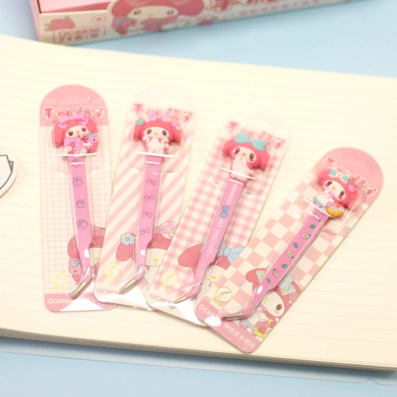 Sanrio Melody Clip lindo herramienta de bricolaje pinzas de cuenta de mano pegatina Clips de uñas suministros escolares de oficina al por mayor