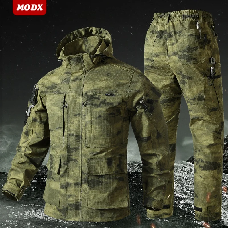 Outdoor Camouflage Suit Set Workwear Spring Autumn Labor Protection Suit Wear-resistant Tear-resistant Breathable Training Gear