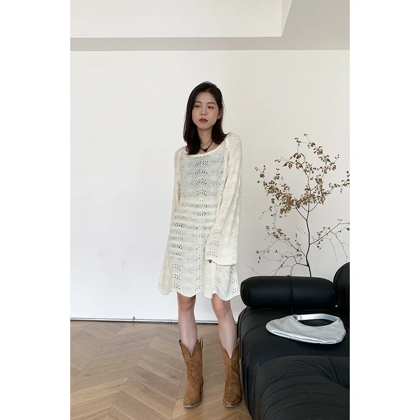 

Spring Soft Waxy Gentle French Knitted Sweater Women's Ins Temperament High-end Hollow Top Women's New 2023