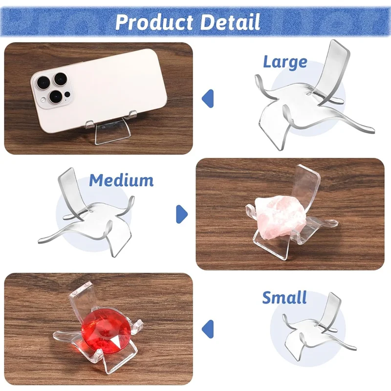 

【Home-Accessories】72Pcs Display Stand For Rock 3 Sizes Acrylic Holder Mini Easel Stands For Display Stones Rock Geodes Small Col