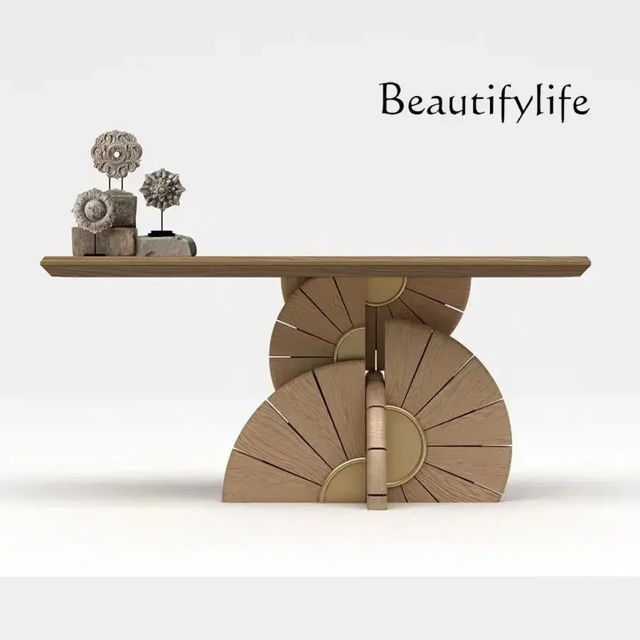 

Modern simple entrance table entrance foyer light luxury solid wood art decoration end view table creative partition storage