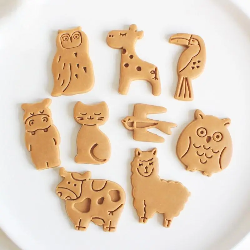 Zoo Animals Cookie Cutters Abstract Cute Biscuit Mold Stamp Kitchen Baking Pastry Bakeware Dessert Baking Supplies