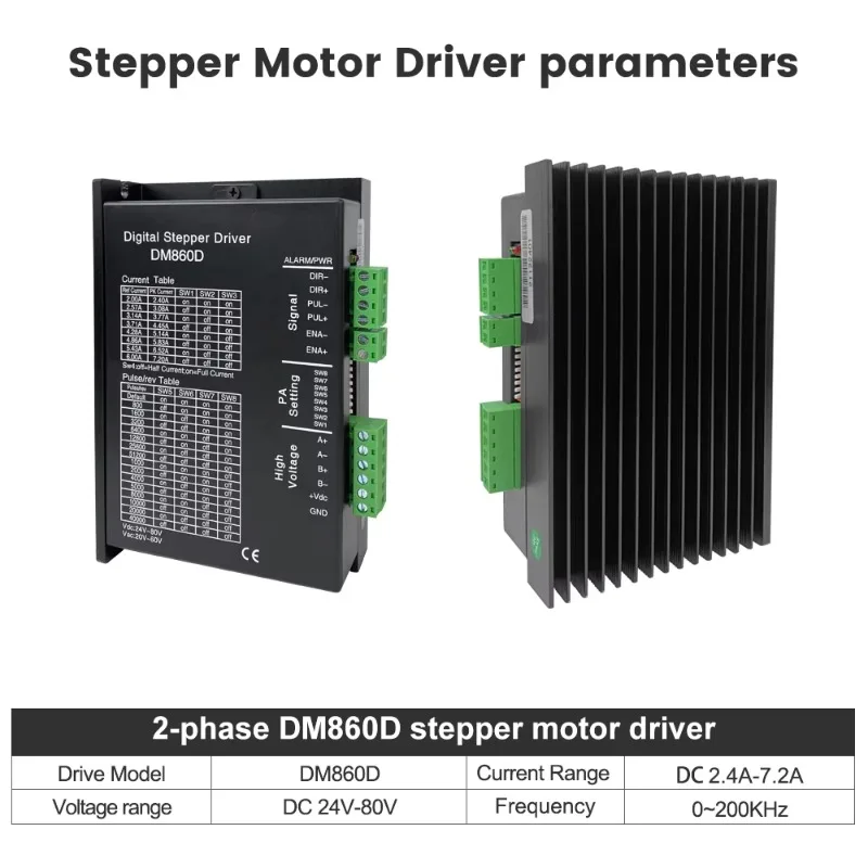 3 Axis 8N.m Hybrid Stepper Motor CNC Kit Nema 34 Stepper Motor with DM860D Stepper Motor Driver Controller Board Power Supply