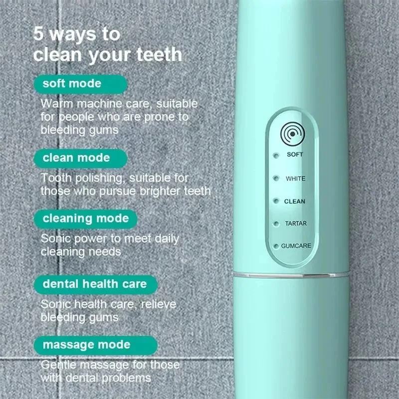 Electric Toothbrush Adult Ultrasonic Teeth Cleaning Teeth Cleaner Wireless Charging Tooth Stone Remover Five Spee Adjustment USB