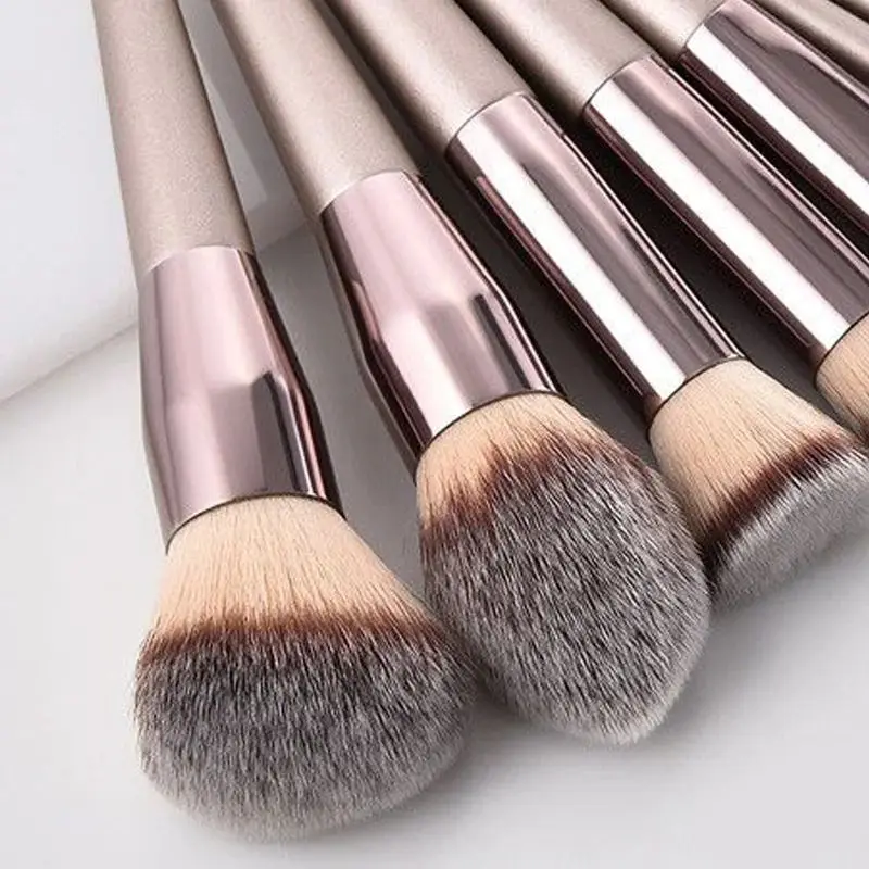 Set completo di pennelli per trucco champagne oro da 10 pezzi Set completo di fondotinta in polvere, fard, correttore, ombretto, set professionale