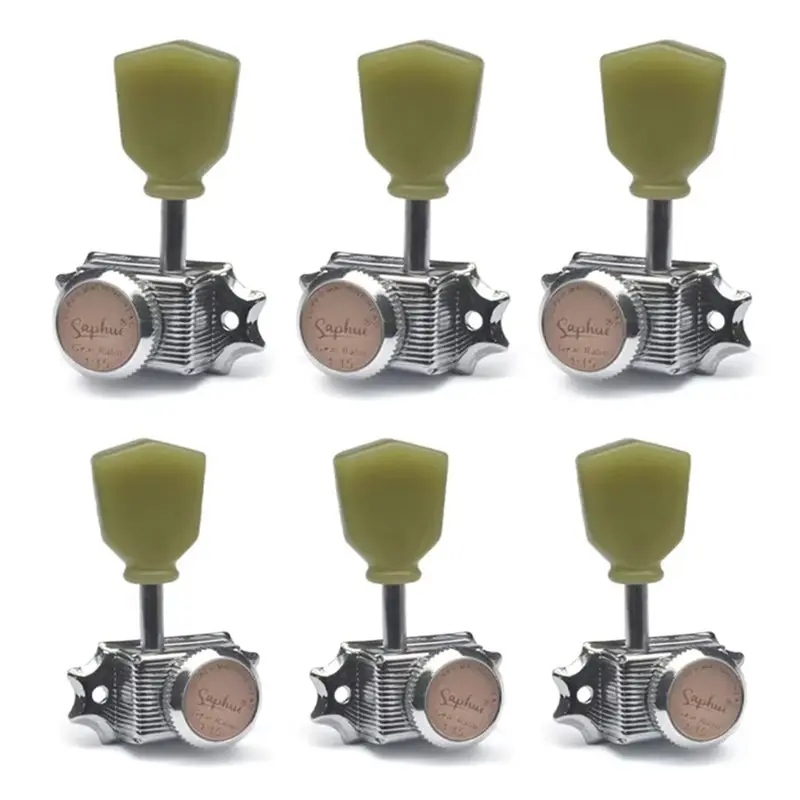 A99I-SAPHUE Replacement Guitar Machine Heads 3+ 3 Vintage Style Locking 1:15 Ratio Lock String Deluxe Tuning Key Pegs Tuners Set view 4