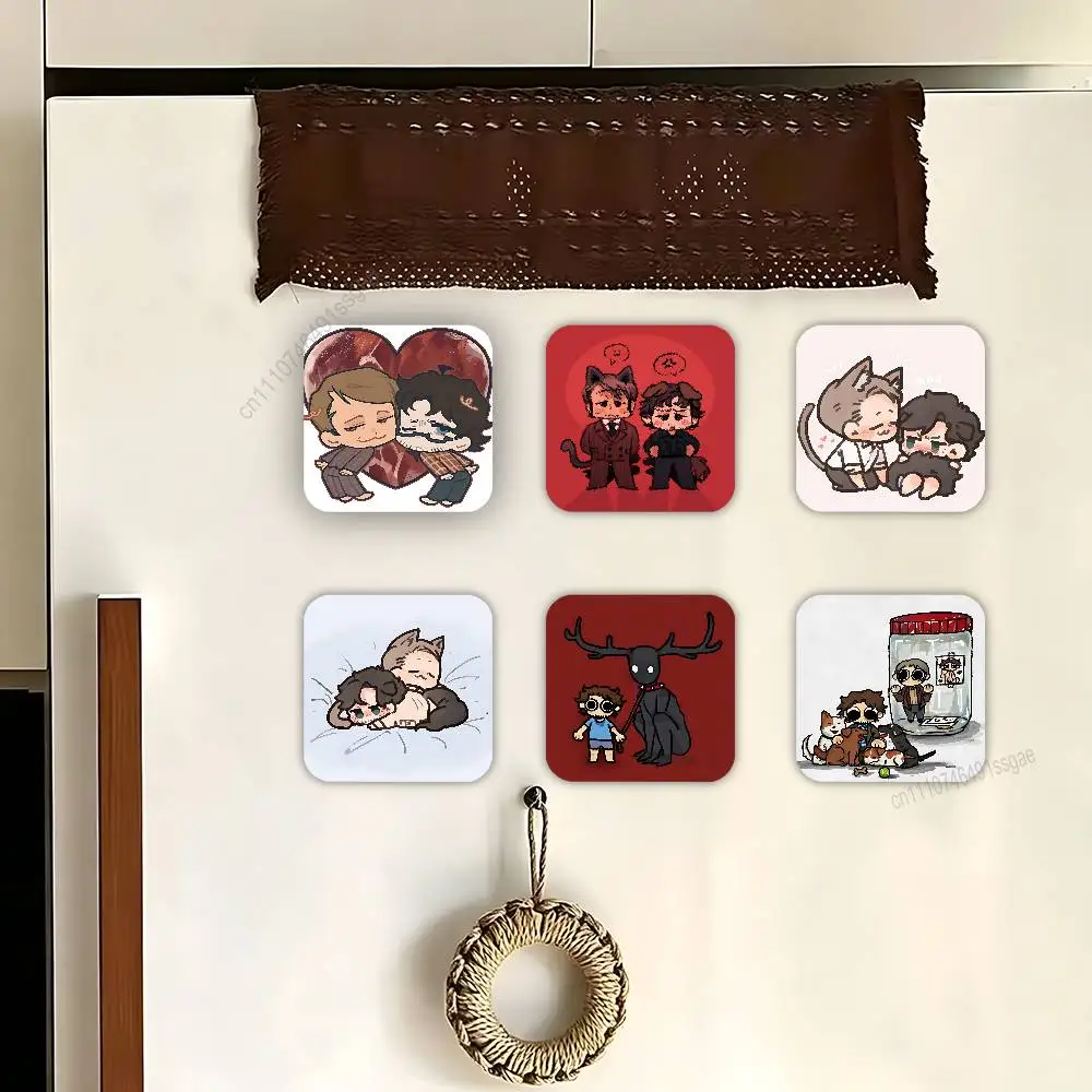 

Cute H-Hannibal and Will Chibi Square Decorative Fridge Magnets for Home Kitchen Office Whiteboard & Locker