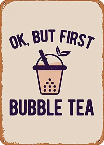 Lustige Bubble Boba Tea Vintage Look Metallschild Patent Kunstdrucke Retro Geschenk