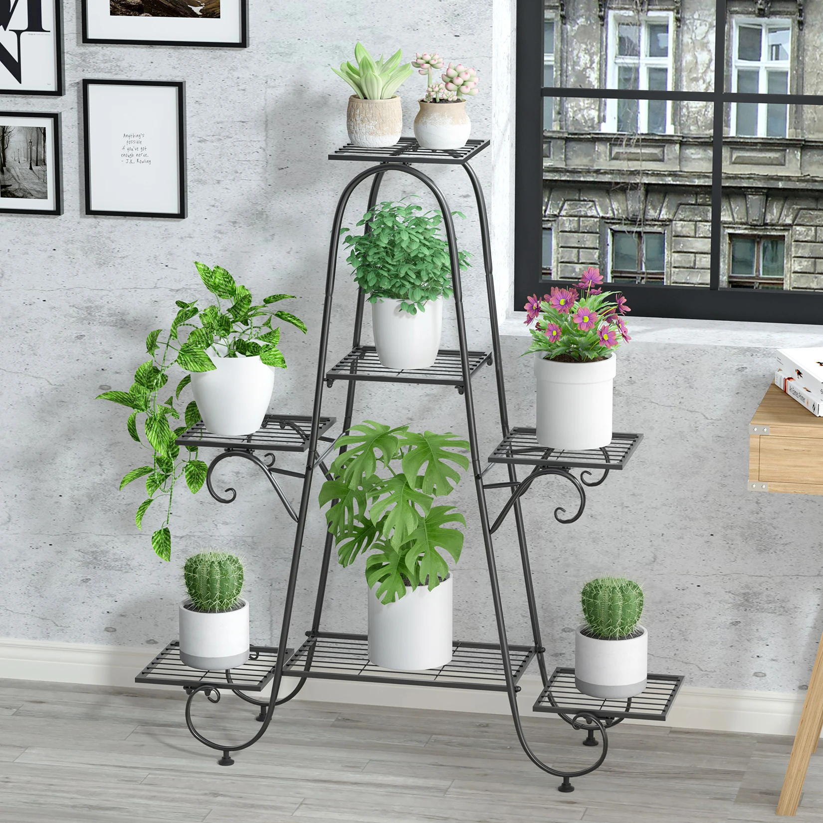 Metal Plant Stand: unho 7 Tier Metal Plant Shelf Stand Garden Corner Plant Pot Holder Decorative Flower Display Rack For Home