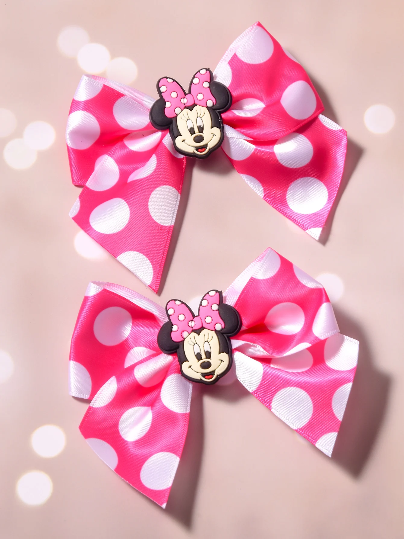 Disney Polyester polka Dot classic two-ear bow hair clip