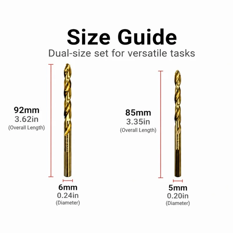 High Speed Steel Twist Drill Bit Kit 10 Pieces 5/6mm Sharp Tip Drill Bits for Metal Plastic Wood Drilling