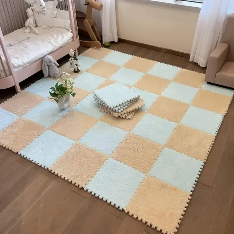 

4/12pcs Plush Puzzle Foam Floor Mat Children's Room Baby Play Mat Anti-slip Crawling Mat EVA Foam Puzzle Carpet Baby Gifts