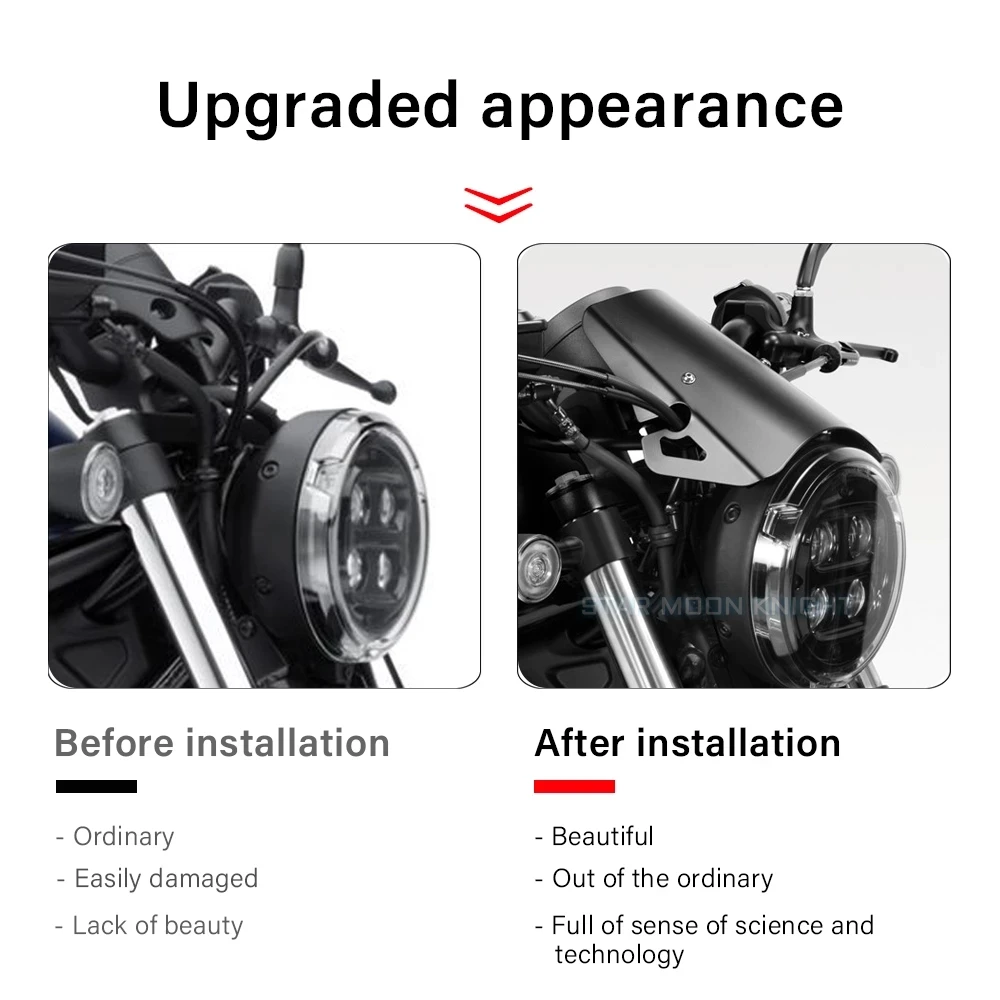 لهوندا CMX500 CMX 500 المتمردين 2017 - 2021 اكسسوارات الدراجات النارية الزجاج الأمامي Exential الزجاج الأمامي حاجز الرياح واقي للشاشة #4