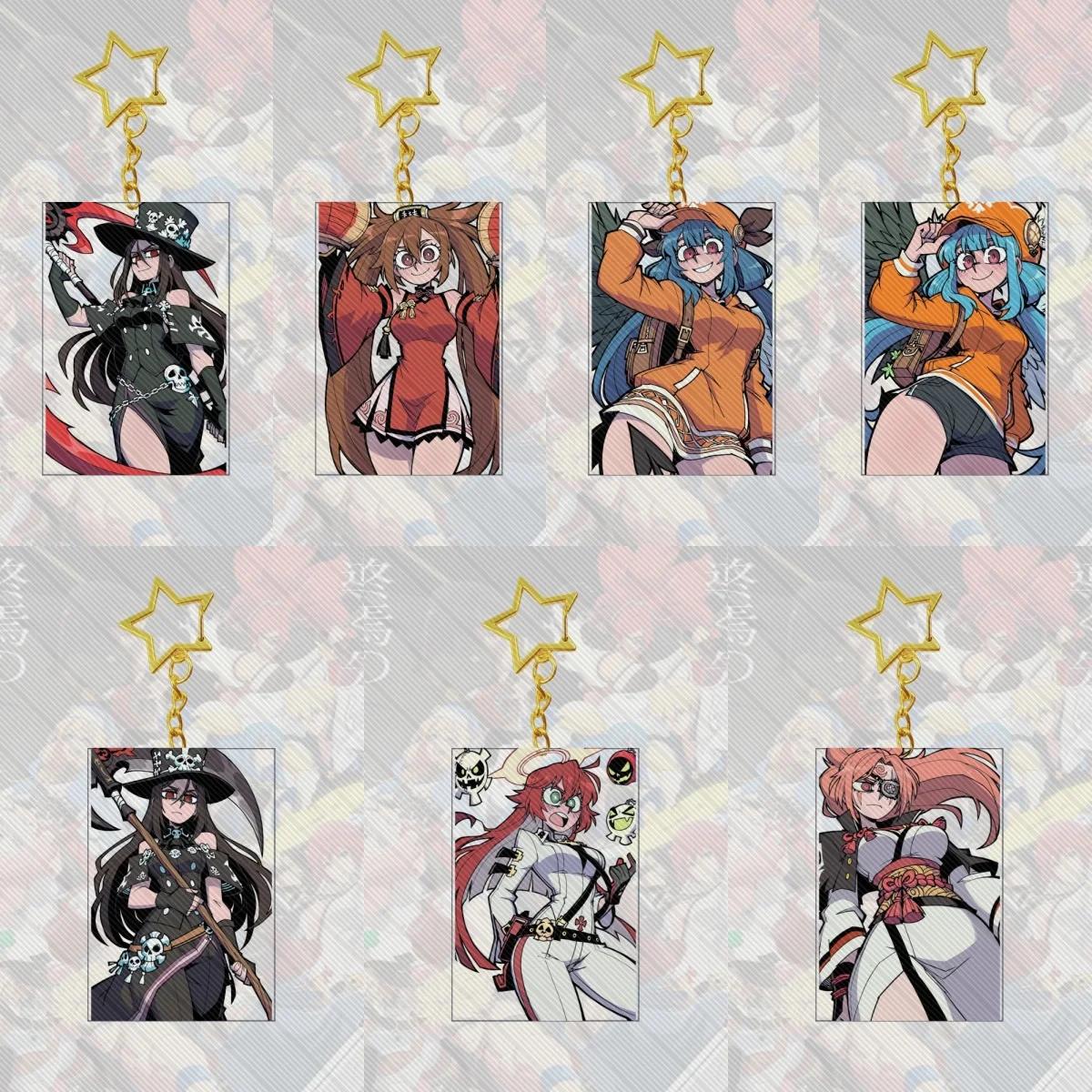 

6CM hot Anime Guilty Gear Acrylic Keychain Model Cosplay Characters Ornament Accessories Good Christmas Gifts