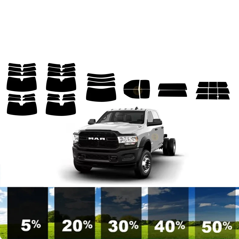 

precut Removable Window Tint Film For Car 100% UVR 5%-35%VLT Heat Insulation Carbon ﻿For DODGE RAM 5500 EXT 4 DR PU 2010-2023