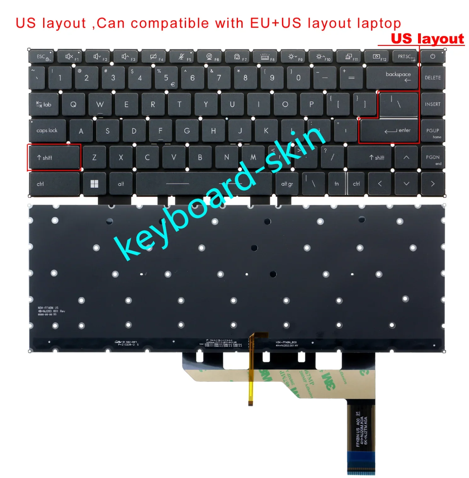 New US backlit keyboard for MSI Stealth 15M A11UEK A11UE A11SDK A11SEK MS-1562 MS-1563 series laptop