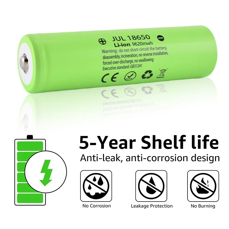 3.7v 18650 Button Top Type 9620mAh Rechargeable battery 18650 lithium battery Safe, environmentally friendly, and recyclable