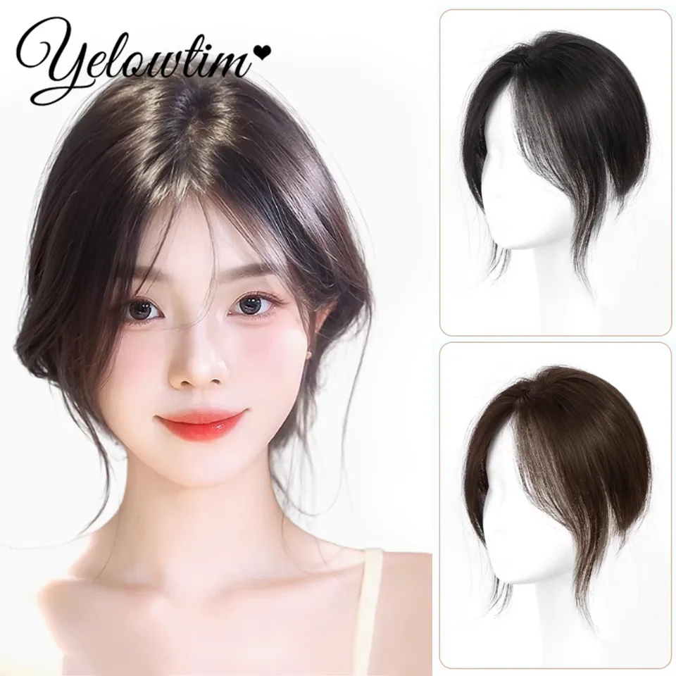 YELOWTIM Bangs wig for women with natural fluffiness and increased hair volume top of head hair patch