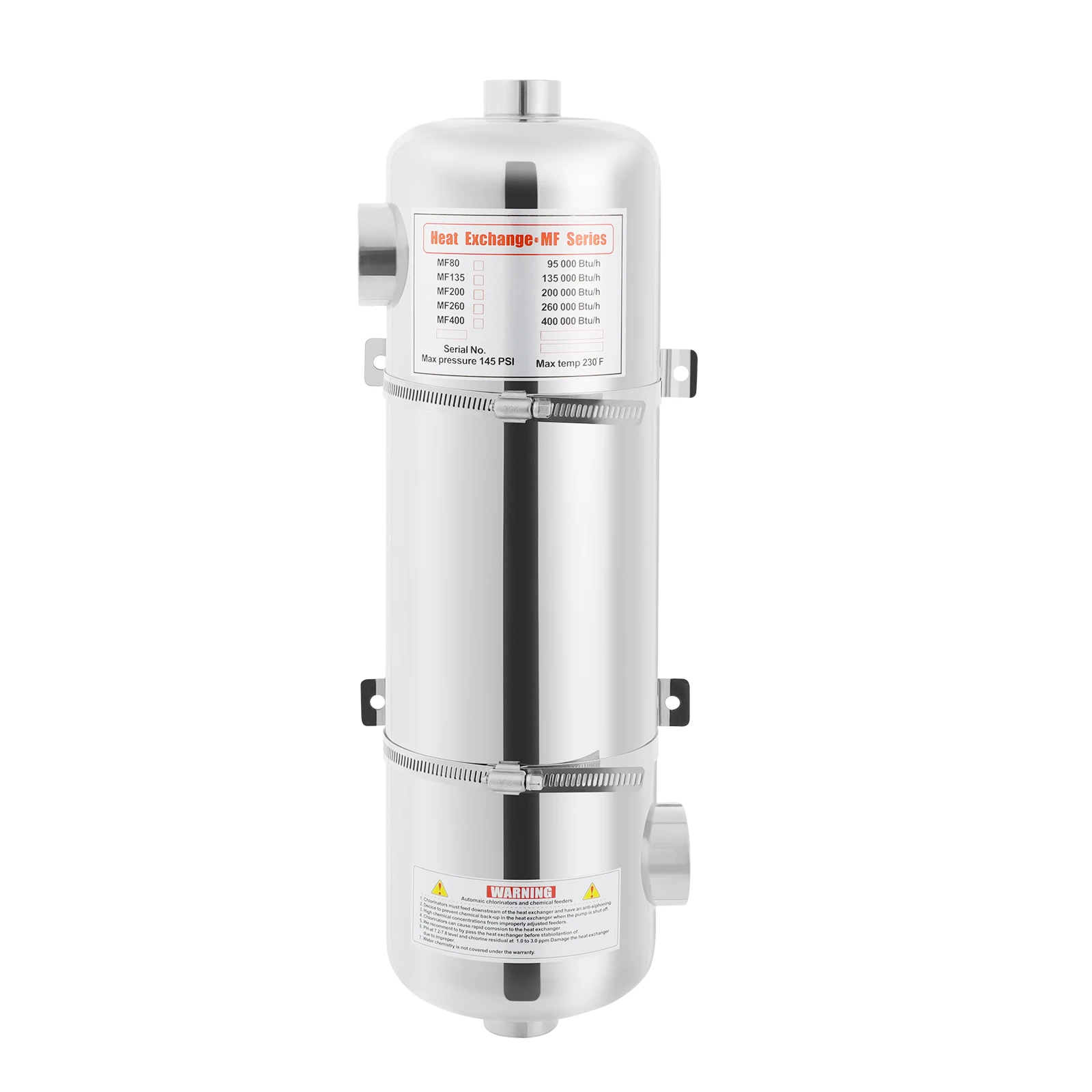 60KW Schwimmbad-Wärmetauscher aus Edelstahl SS304 für 250m³ Poolvolumen, Leistung 200kBtu/h für Whirlpools und Heizwannen – Detail 14