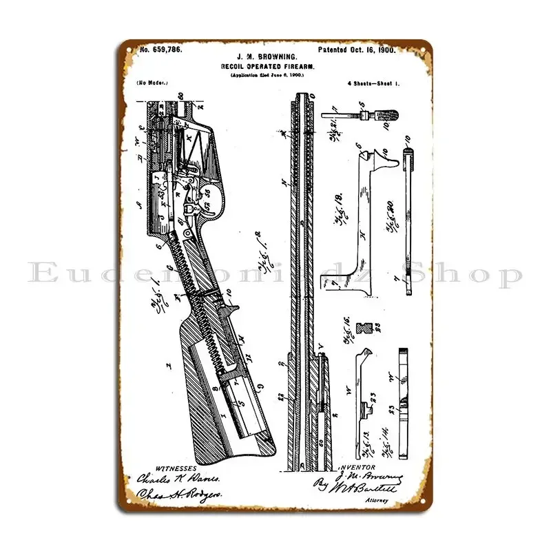 Placa Metálica Decorativa con Diseño de Patente del Rifle Semiautomático Remington Modelo 8, Póster Impreso para Garaje, Letrero de Metal
