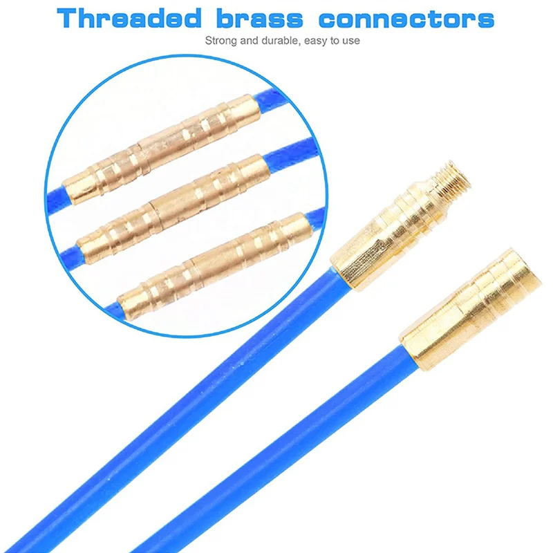 A88E-2 Set Batang Kabel Pita Ikan Fiberglass 20 Kaki, Kit Dorong/Tarik Lari Kawat Listrik dengan Kit Kait dan Lubang
