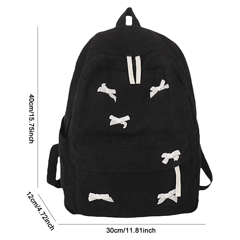 حقيبة مدرسية جمالية سوداء للفتيات ، حقيبة كتب للطلاب في سن المراهقة سروال قصير ، حقيبة نهارية للسفر بسعة كبيرة ، حقيبة ظهر للكمبيوتر المحمول الجامعي