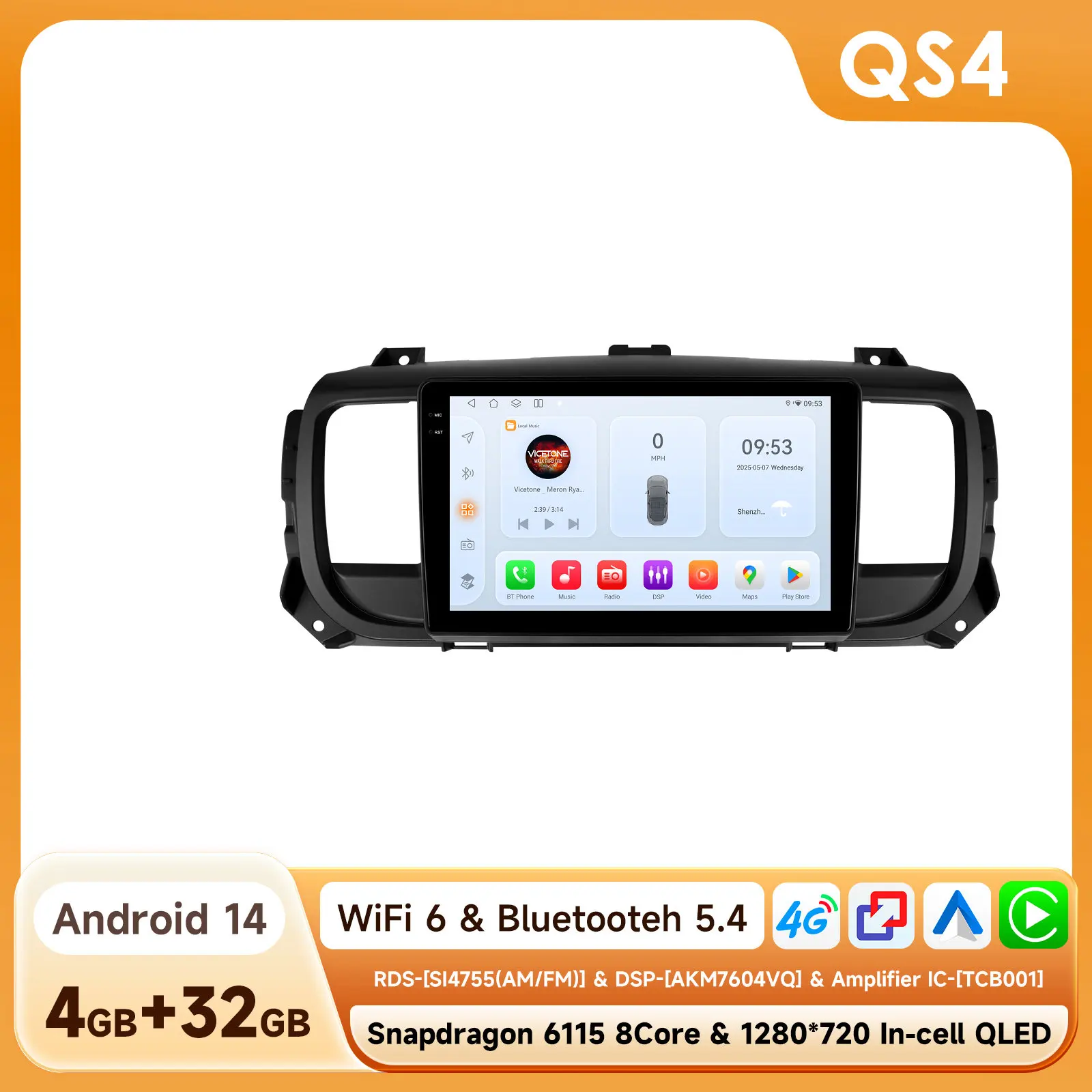 Hizpo Draadloze CarPlay Android Auto Voor Peugeot Expert 3 Citroen Jumpy 3 SpaceTourer 2016 - 2021 Autoradio Multimedia Video GPS