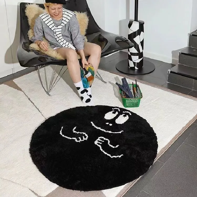 Cartoon Anime Les Barbapapa Carpet Kawaii Barbouille Barbabright Heart Design Plush Rug Bedroom Dressing Table Round Fluffy Rug