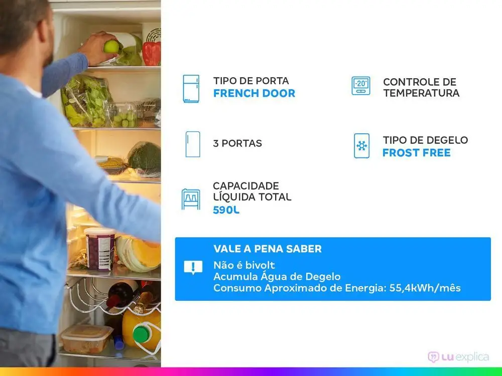 ثلاجة متعددة الأبواب خالية من الصقيع ، الصقيع