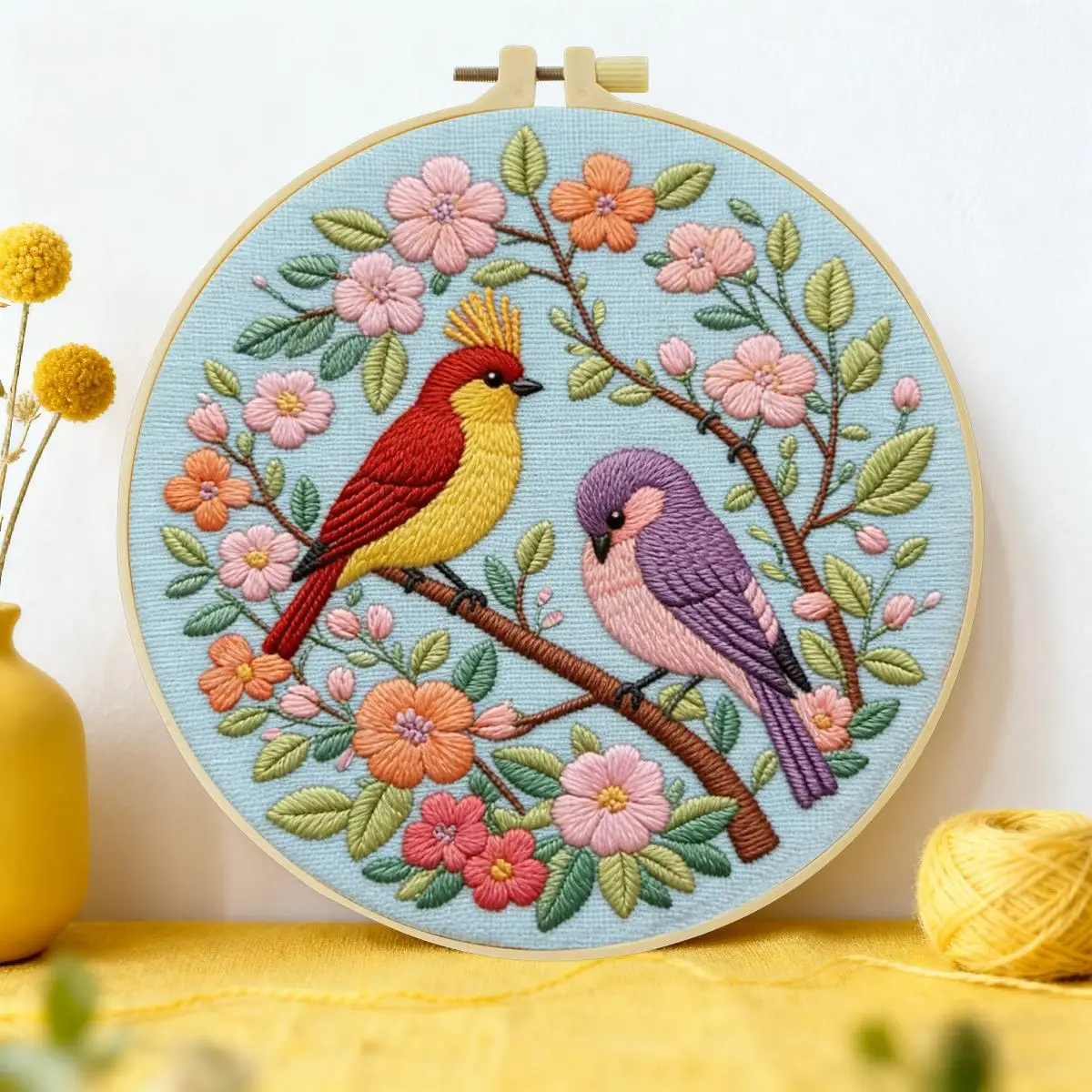 1 Stück 20X20CM/15X15CM 7,87/6,3 Zoll Vogel-Stickerei-Starter-Kit DIY-Kit DIY-Stickerei-Set Handarbeiten Nadelkunst Heimdekoration – Detail 1