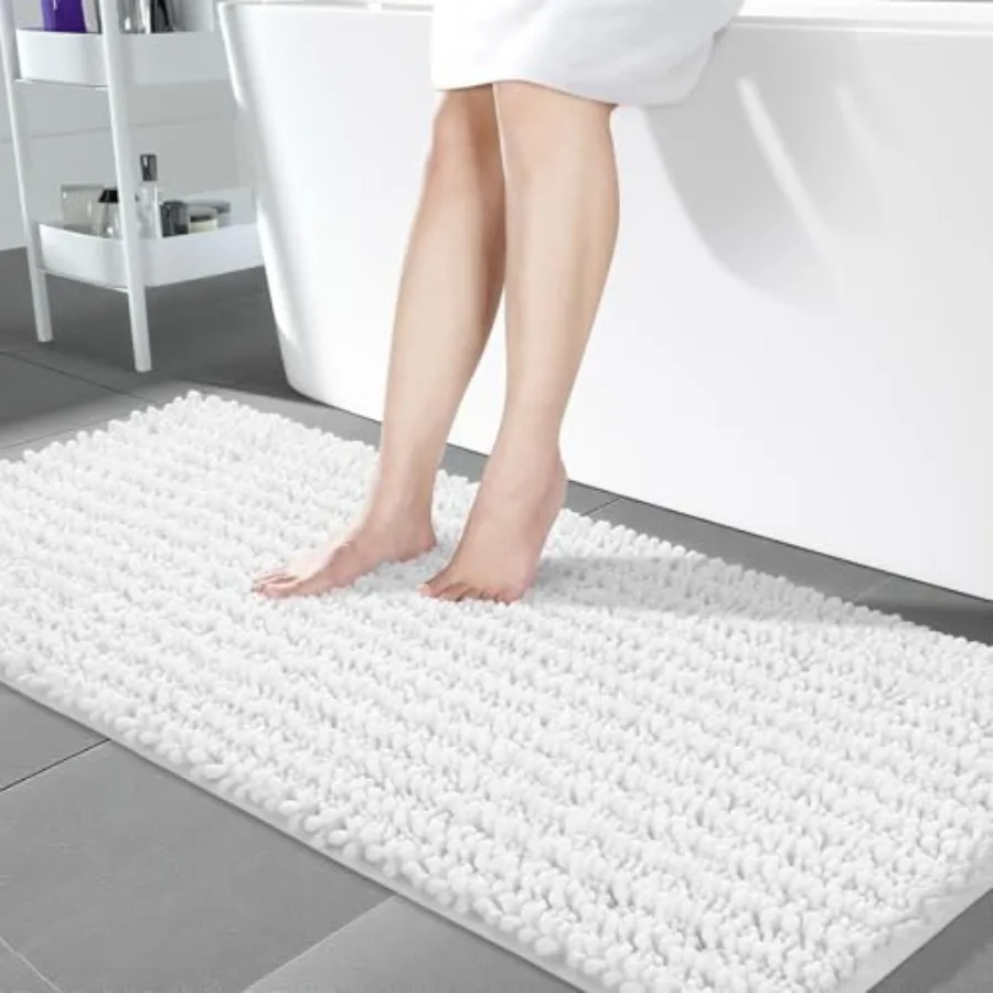 

Bathroom Runner Rug 60x24 Inch - Extra Long Non Slip Chenille Bath Mat Soft and Absorbent Machine Washable Shaggy Hallway Carpe