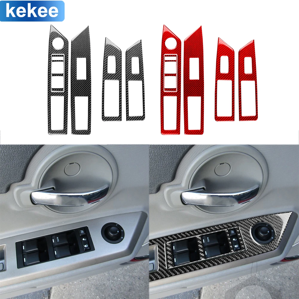 For Dodge Avenger 2008 2009 2010 Window Lift Control Button Panel Trim Cover Real Carbon Fiber Stickers Car Interior Accessories