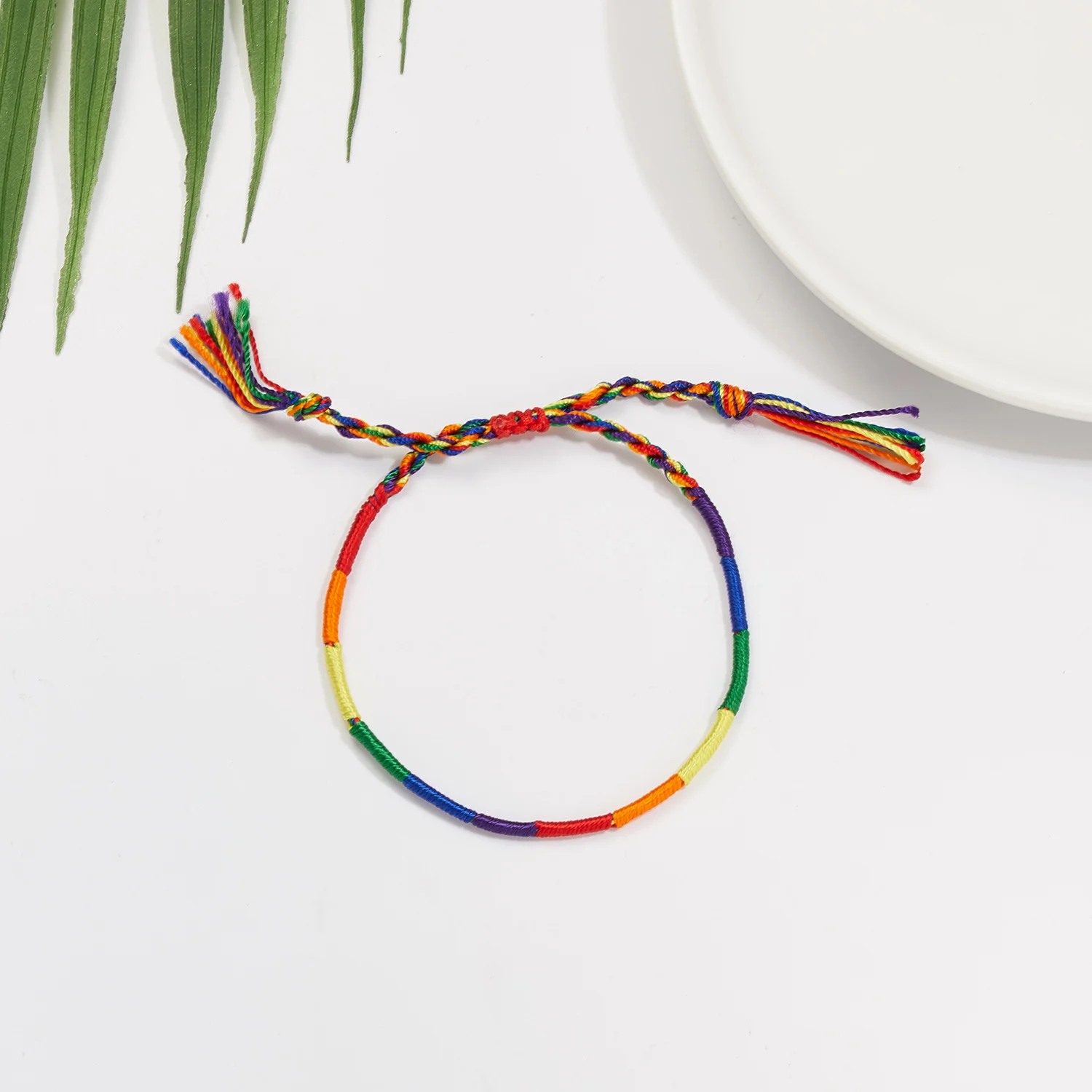 Fashion Woven Rainbow Bracelet for Women Men LGBT Pride Gay Lesbian Braided Bracelets Wristband Unisex Couple Friendship Jewelry