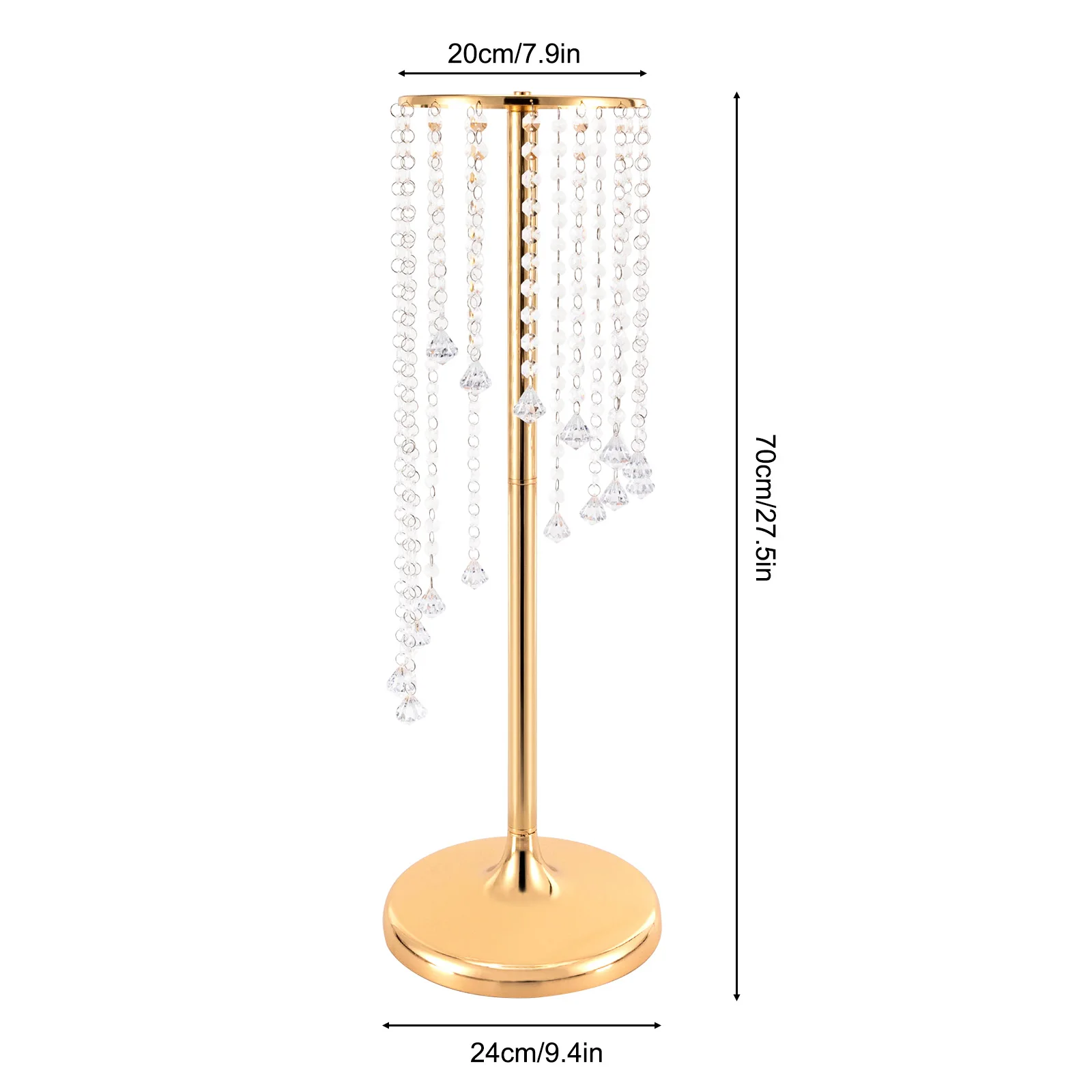 10-Pack Crystal Flower Stands 70cm Gold - Elegant Wedding Centerpieces with Acrylic & Iron Base for Party/Event Decor