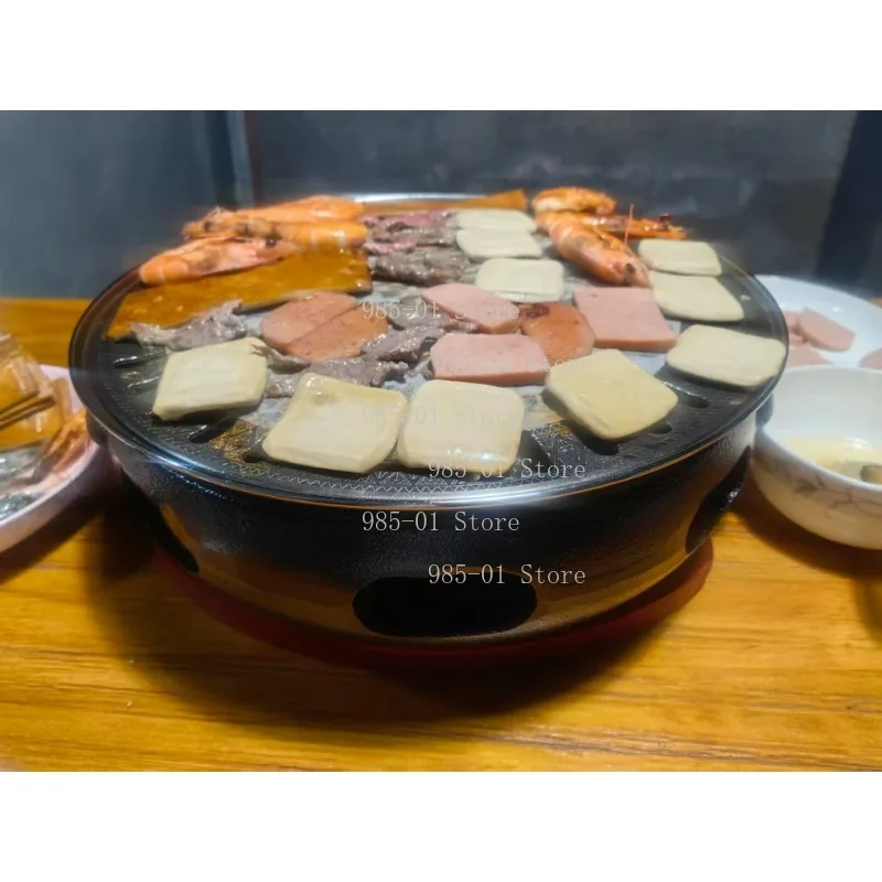 

Korean Style Cast Iron Grill Commercial Round Charcoal Grill Household Barbecue Grill