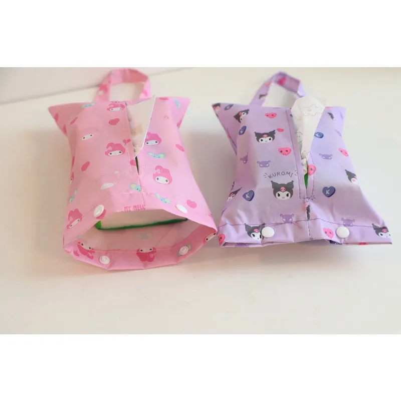 Sanrio Hello Kitty bolsa de almacenamiento de pañuelos figura de acción de Anime dibujos animados impermeable reutilizable bolsa ecológica mercancía de Anime para coche