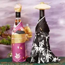 Decorative Display Japanese Kimono Style Food Stores Wine Bottle Covers Kimono Couple Red Wine Bottle Dust Covers With Hat ZD913