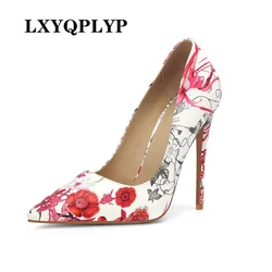 2022 Pointed Toe Ladies High Heel Pumps Sexy Patent Leather Wedding Shoes Plus Size Women Shoes 44 45 Shoes for Wedding Women