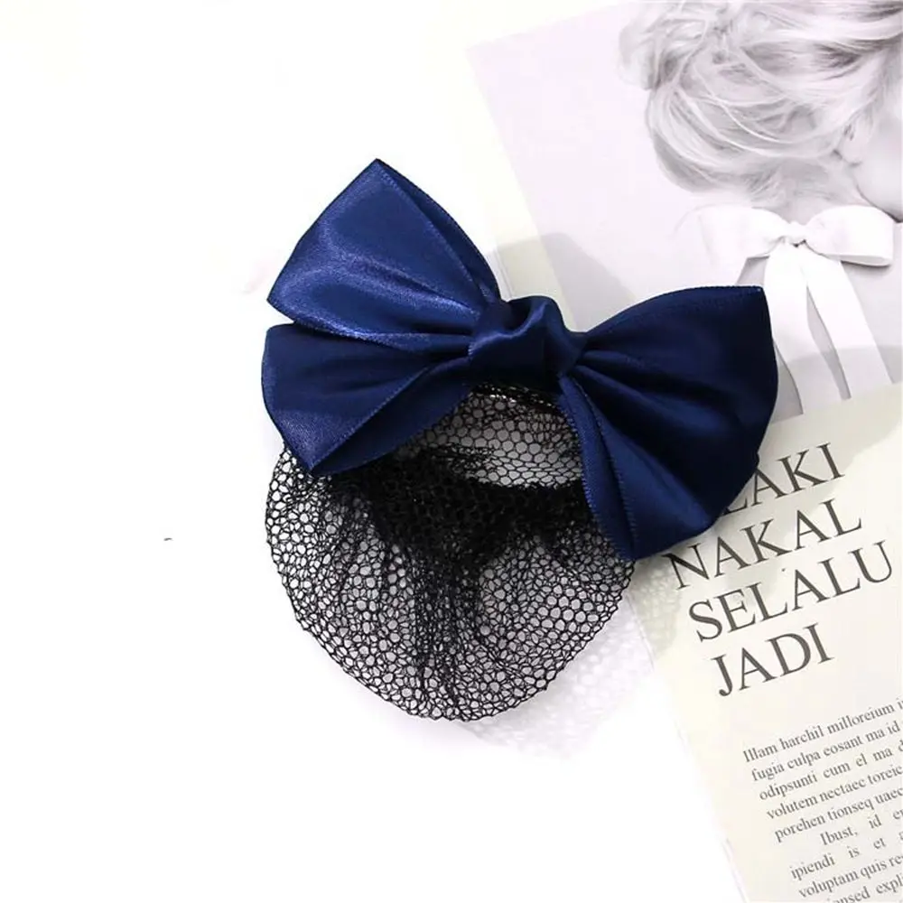 Professional Headwear Bow Hotel Airline Stewardess Women Spring Clips Korean Bun Snood Ponytail Clip Hairgrips Cover Net