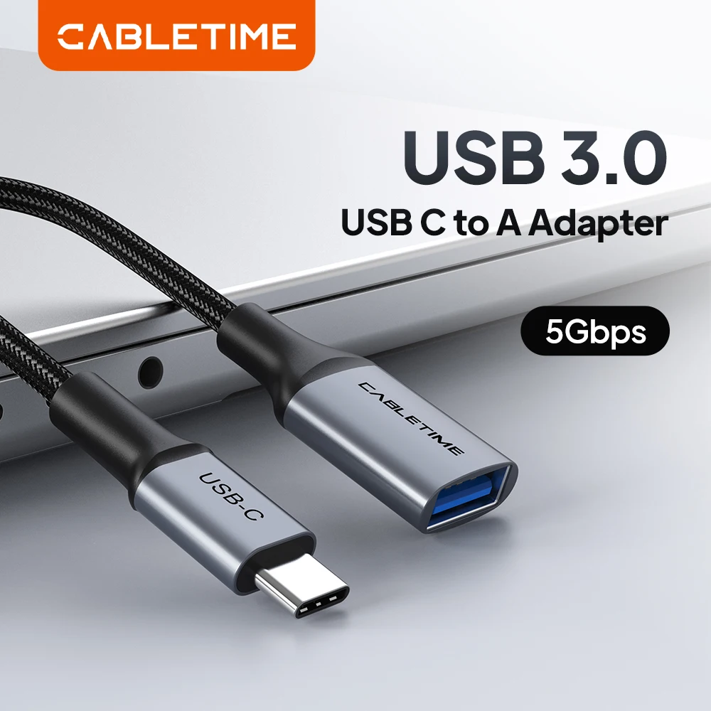 CABLETIME USB OTG Typ-C-Adapter, USB 3.0 auf Typ-C-Buchse, Kabeladapter, 5 Gbit/s, für MacBook Pro, Telefon, PC, Xiaomi, Samsung