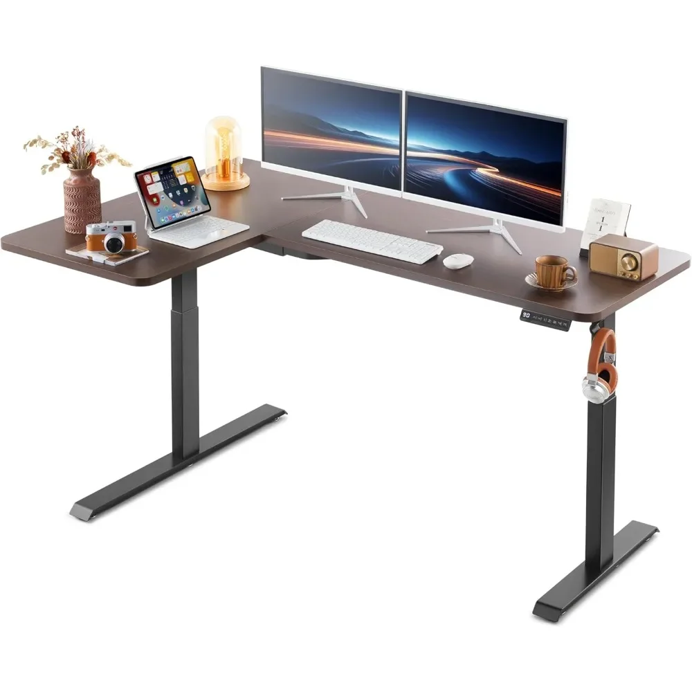 67 L Shaped Computer Desk Height Adjustable, Dual Motor Electric Corner Desks Computer Workstation, Ergonomic Game Desk