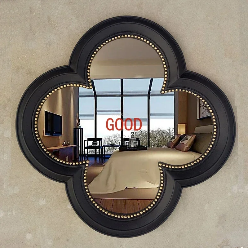 

American Retro Bathroom Decorative Mirrors Modern Home Decoration Chinese Clover Wall Hanging Art Mirrors Dressing Table Mirrors