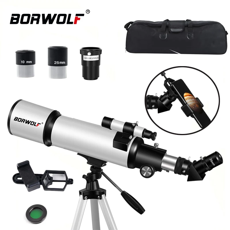 BORWOLF AZ80500 Astronomy Telescopes for Adults, 80mm Aperture